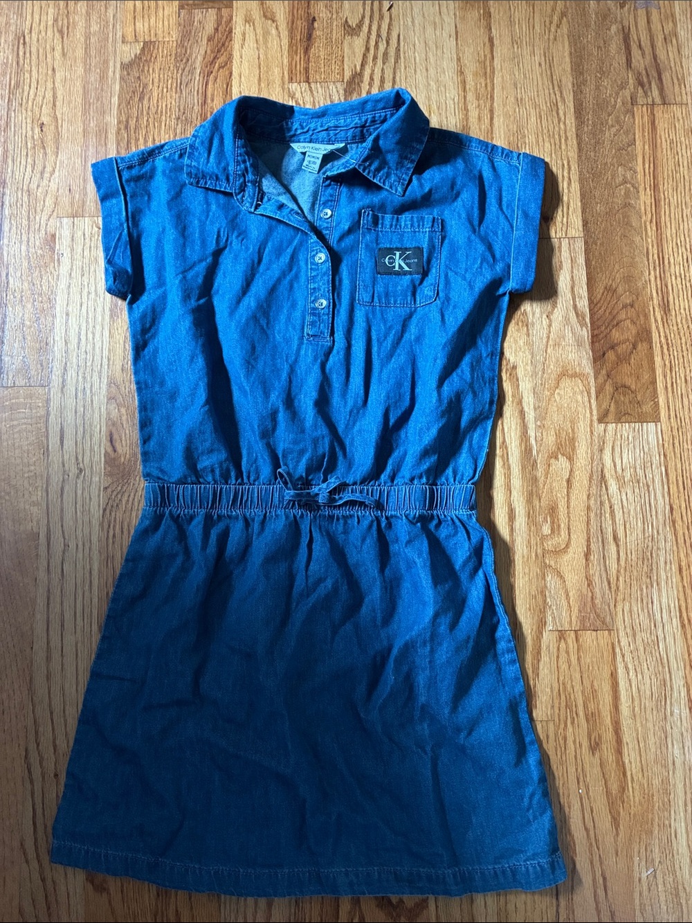 Calvin Klein Girls Blue Denim Polo Dress